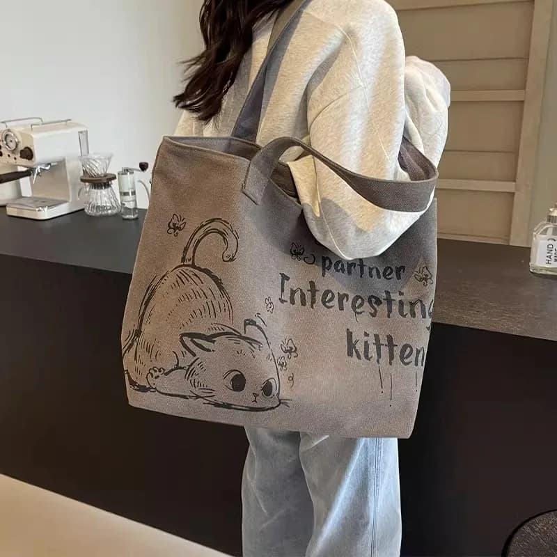 Casual Large Capacity Canvas Tote Bag Women's 2025 New Fashion Outdoor Handbag Shopping Bag Commuting Single Shoulder Bag
