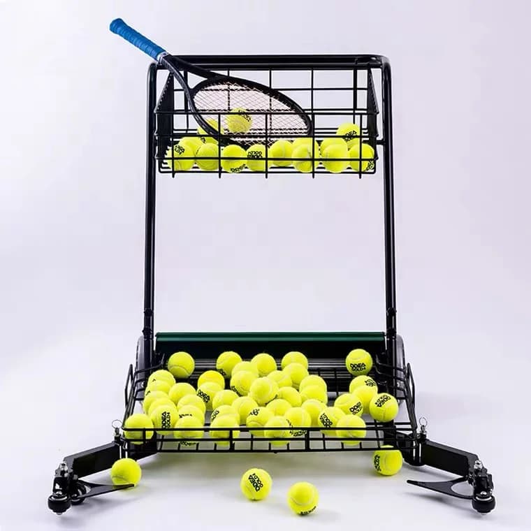 GZXG-08 Carrello Multifunzionale in Metallo per Palline da Tennis, Attrezzo Ausiliario per Allenamento Sportivo in Alluminio e Ferro