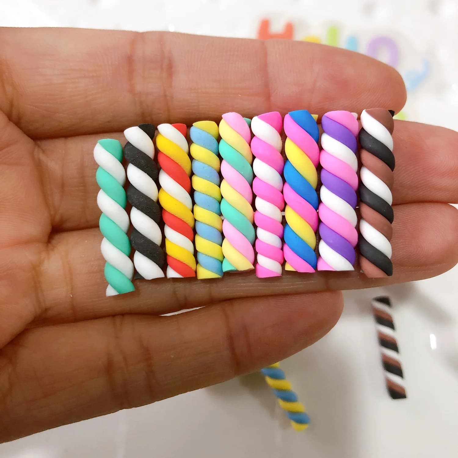 10/15 pz 25*5mm Kawaii spirale Marshmallow caramelle cabochon di argilla polimerica Flatback per la decorazione del telefono fai da te Slime Filler