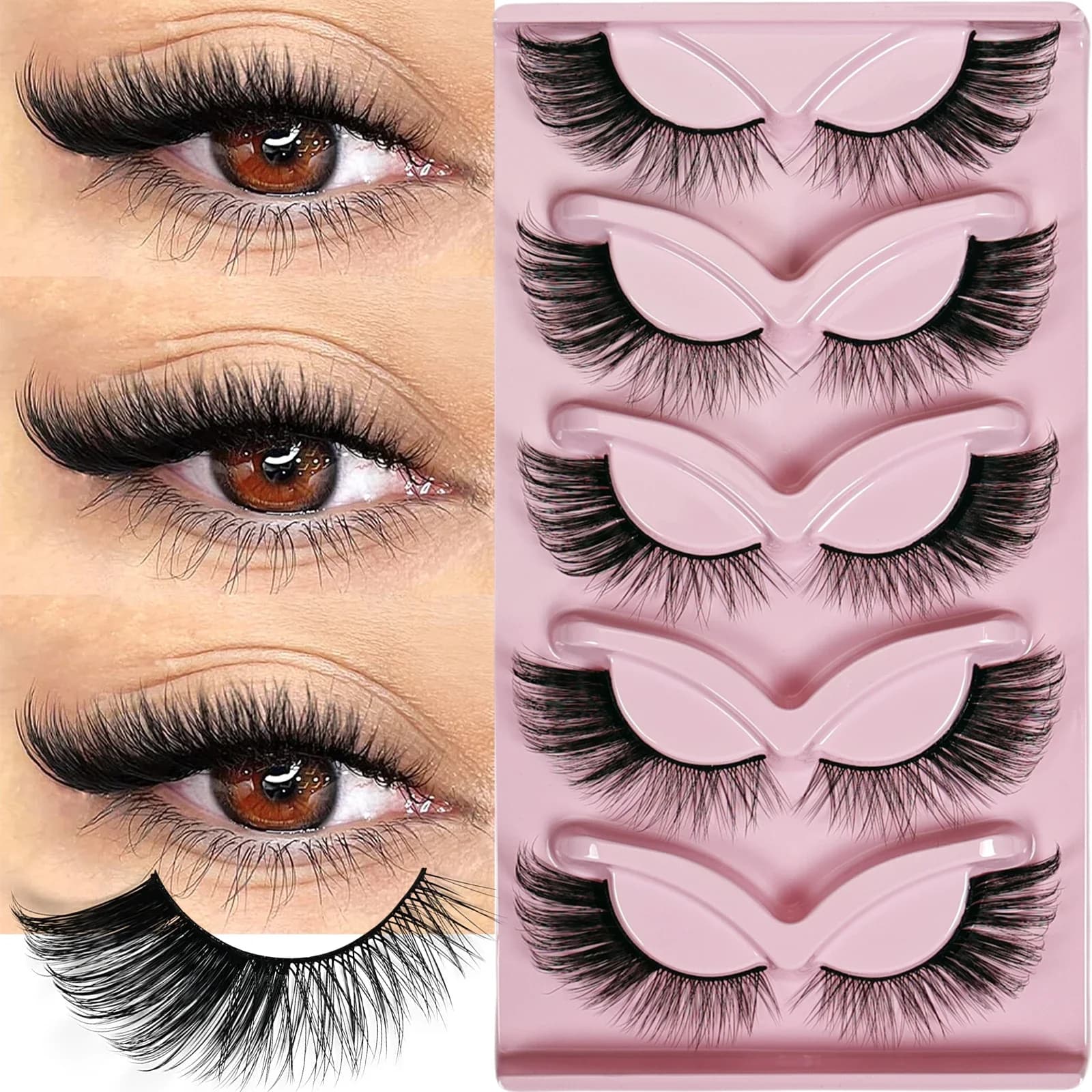 5 pairs of fake 3D eyelashes cat eyelashes fake natural make-up cuff fake eyelashes