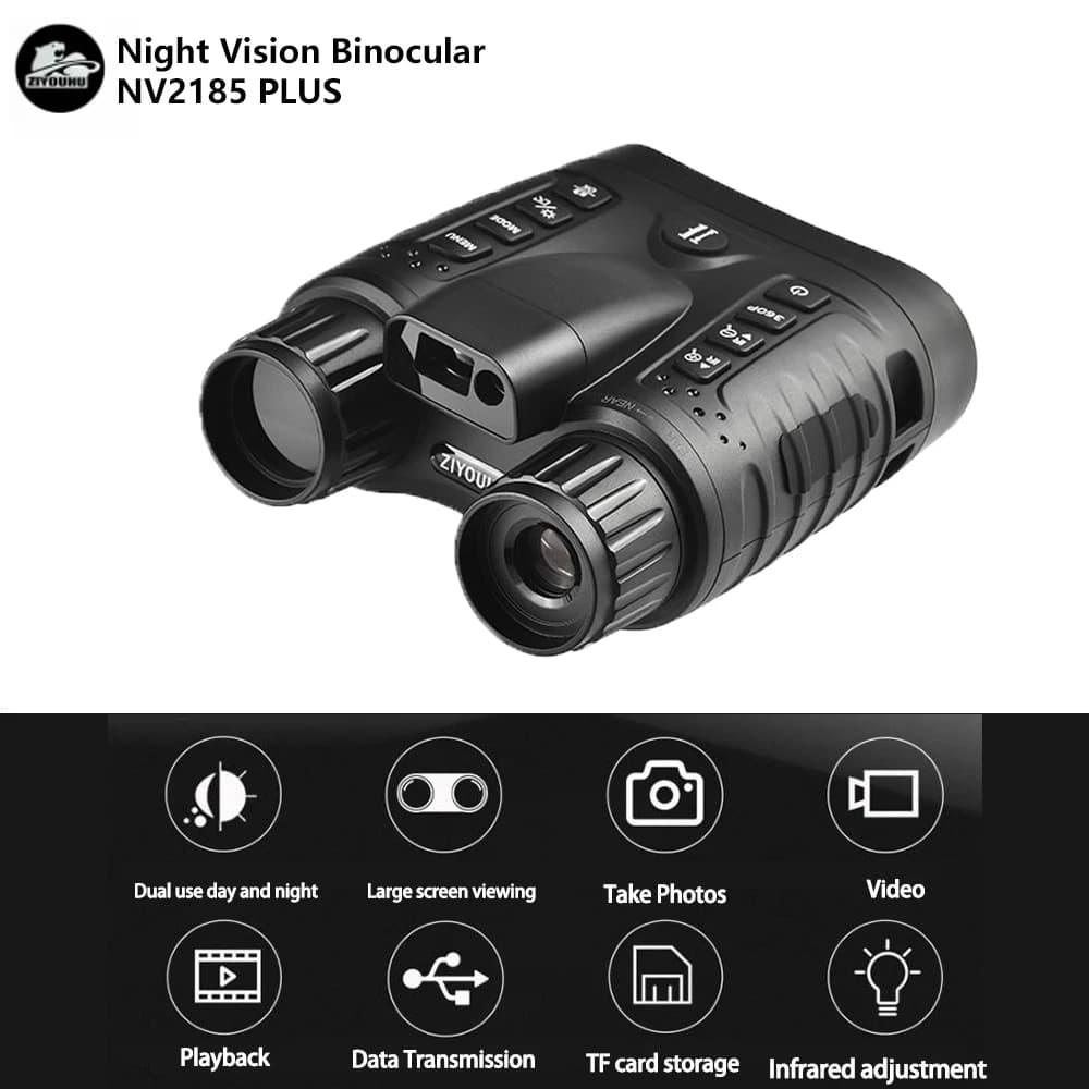 ZIYOUHU NV2185 Plus 4K Visione notturna montata sulla testa Videocamera Ultra HD IR e torcia Binocolo digitale giorno notte per la caccia