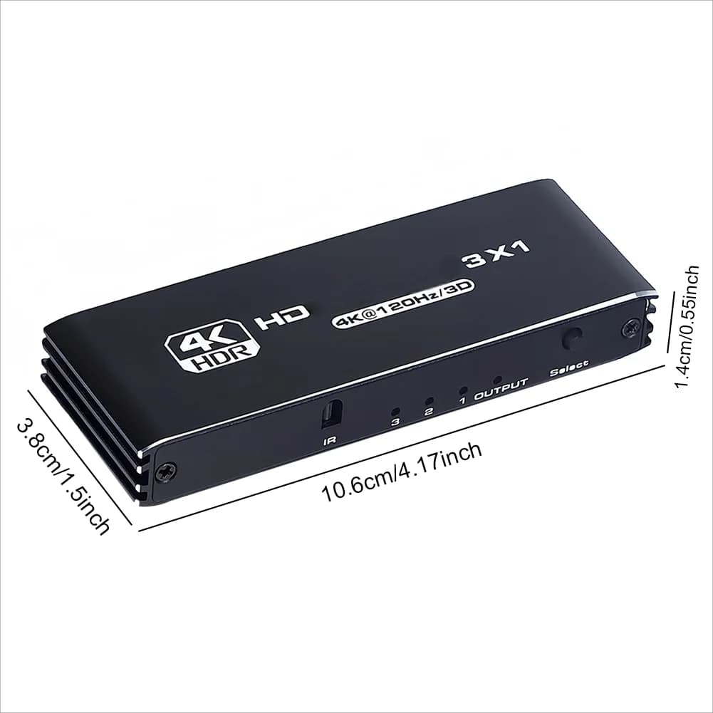 Switcher multimediale con interfaccia multimediale, splitter 4K120Hz con telecomando, adattatore plug and play a bassa latenza