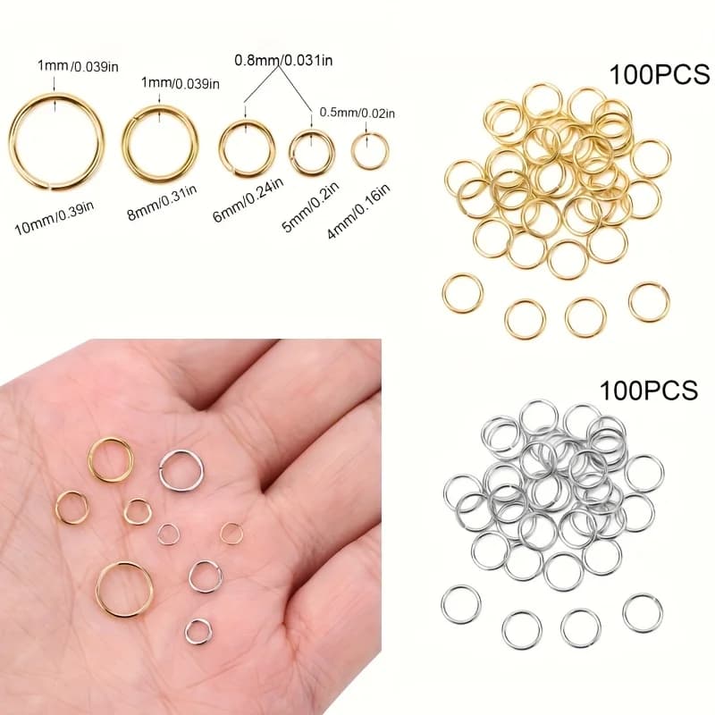 100 Jewelry Connecting Rings 304 Stainless Steel Split Ring Necklace Bracelet Jewelry Making Connectors Supplies Wholesale Gift