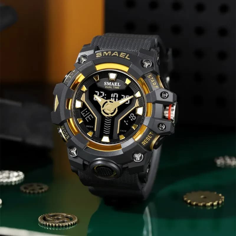 New SMAEL Sports Watch for Men Dual Time Watch for Men Military Shock Resistant Led Light Watch 8075 Men's Sports Watches
