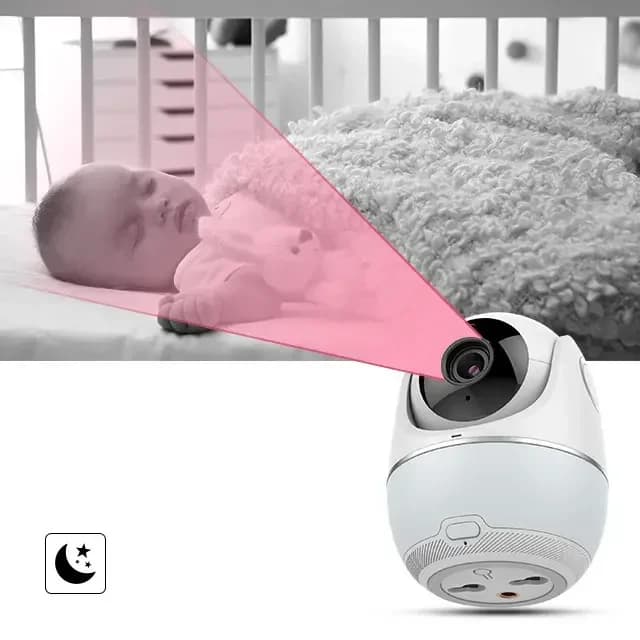 Monitor per Bambini HDKing con Video del Battito Cardiaco, Schermo da 5 Pollici, Wifi, Audio 4K, Rilevamento del Respiro, Wireless, con Batteria