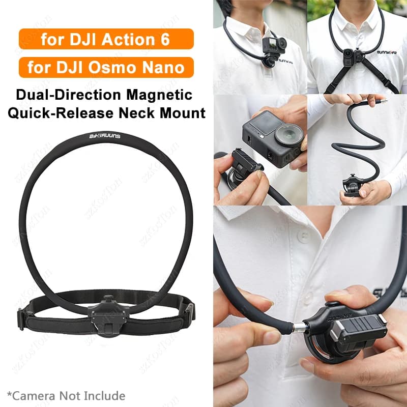 Quick Release Neck Mount Magnetic Hold for DJI Action 6/Osmo Nano Camera Accessories Must Have For Outdoor Shooting