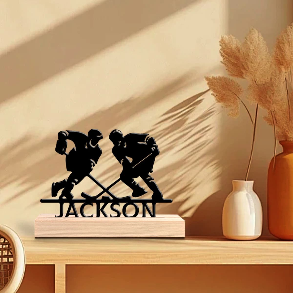 1pc Customized Metal Handicraft Ornaments Custom Name Equipped with Wooden Base Home and Office Decorations,Christmas Gifts