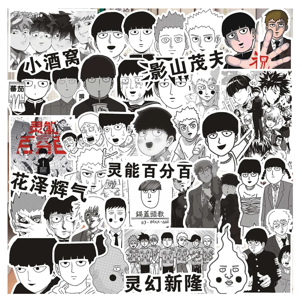 10/30/70pcs Nero Bianco Anime Mob Psycho 100 Adesivi Decalcomanie FAI DA TE Graffiti Moto Cassa Del Telefono Del Computer Portatile Fresco Del Fumetto adesivo giocattoli