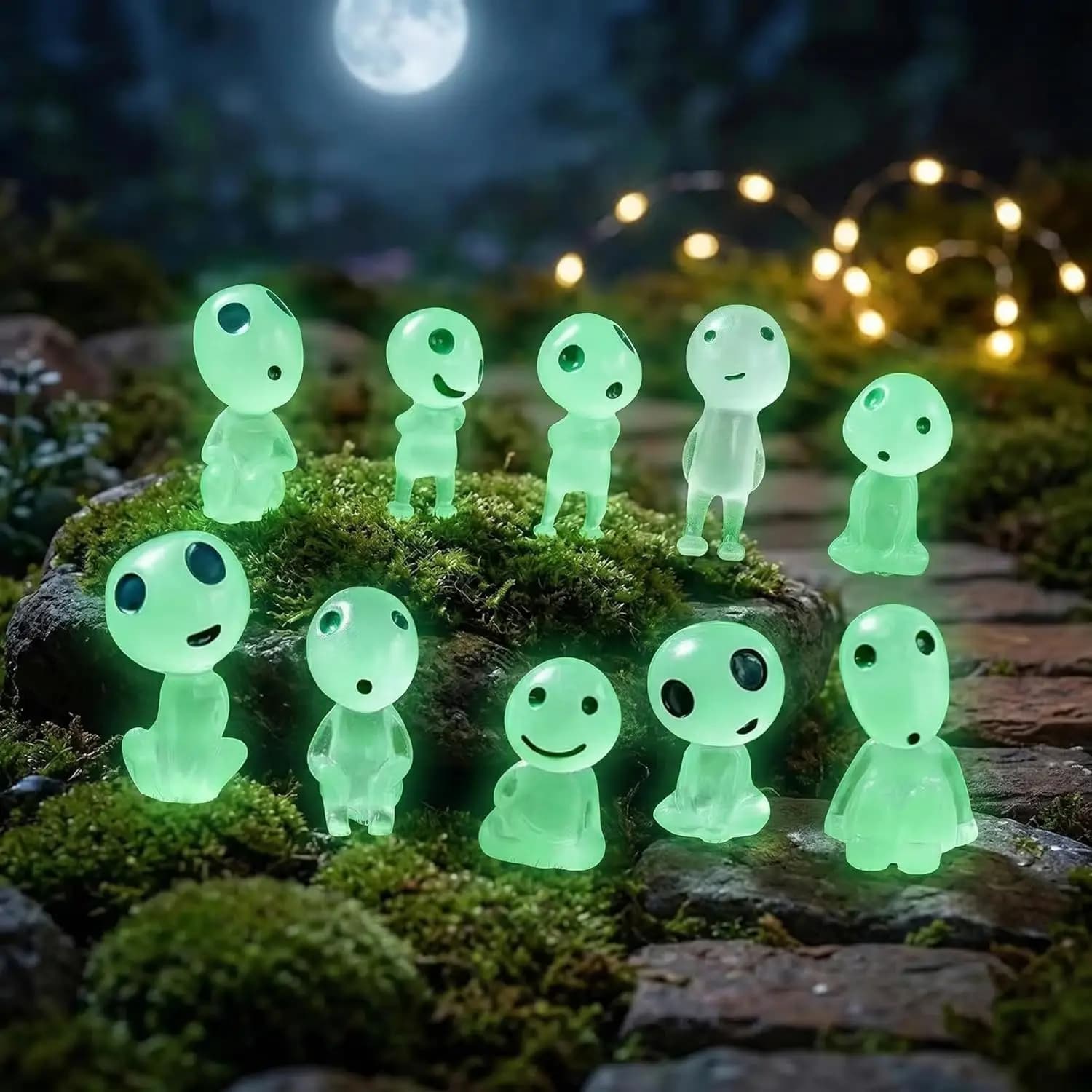 10 Pezzi Accessori per Giardino delle Fate, Elfi degli Alberi Luminosi al Buio, Decorazioni Aliene da Giardino, Kit Fantasmi Miniatura Luminosi per Micro Paesaggi