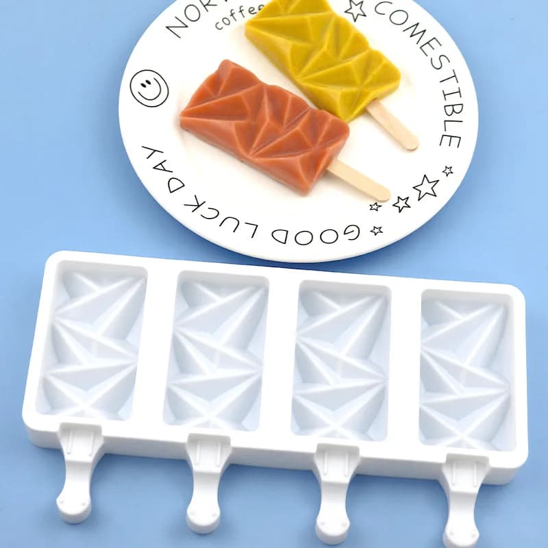 4 grandi stampi per gelato a forma di diamante vassoio per ghiaccio estivo in silicone senza bastoncino XG1005