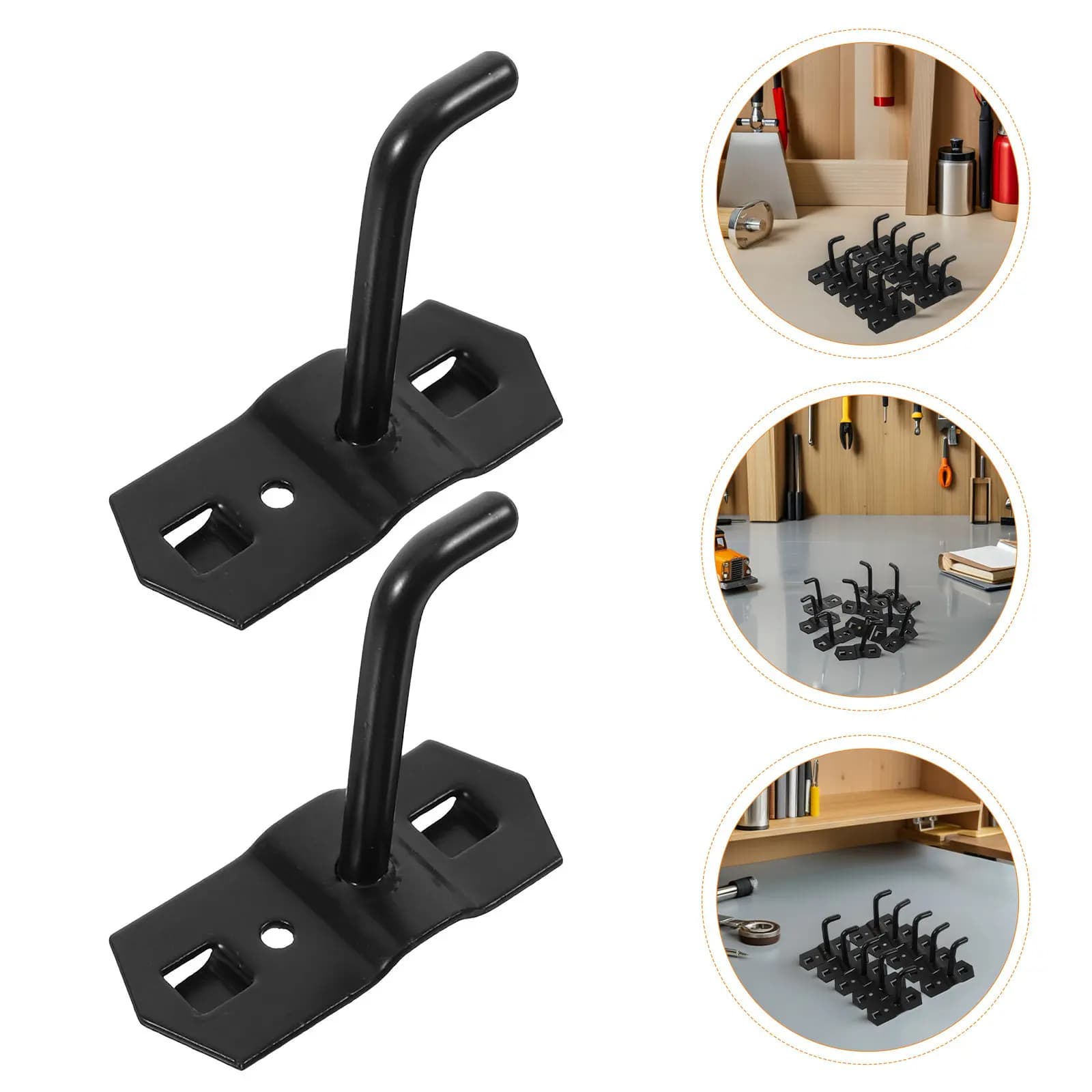 12Pcs Black Pegboard Hooks Steel Shelf Supports Heavy Duty Hooks for Garage Kitchen Retail Shelf Peg Rack Board Organizer
