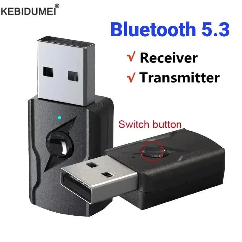 Ricevitore trasmettitore audio Bluetooth 5.3 Jack AUX da 3,5 mm RCA Dongle USB Adattatore wireless stereo per TV Kit per auto Altoparlante Cuffia