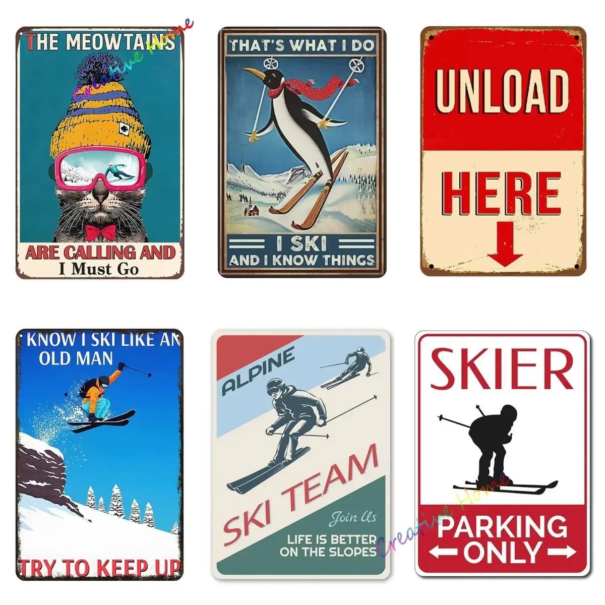 Eat Sleep Ski Metal Sign sci Tin Sign Wall Decor per Sport Cabin Lodge Mountain Ski Decor segno decorativo perfetto 8x12 pollici