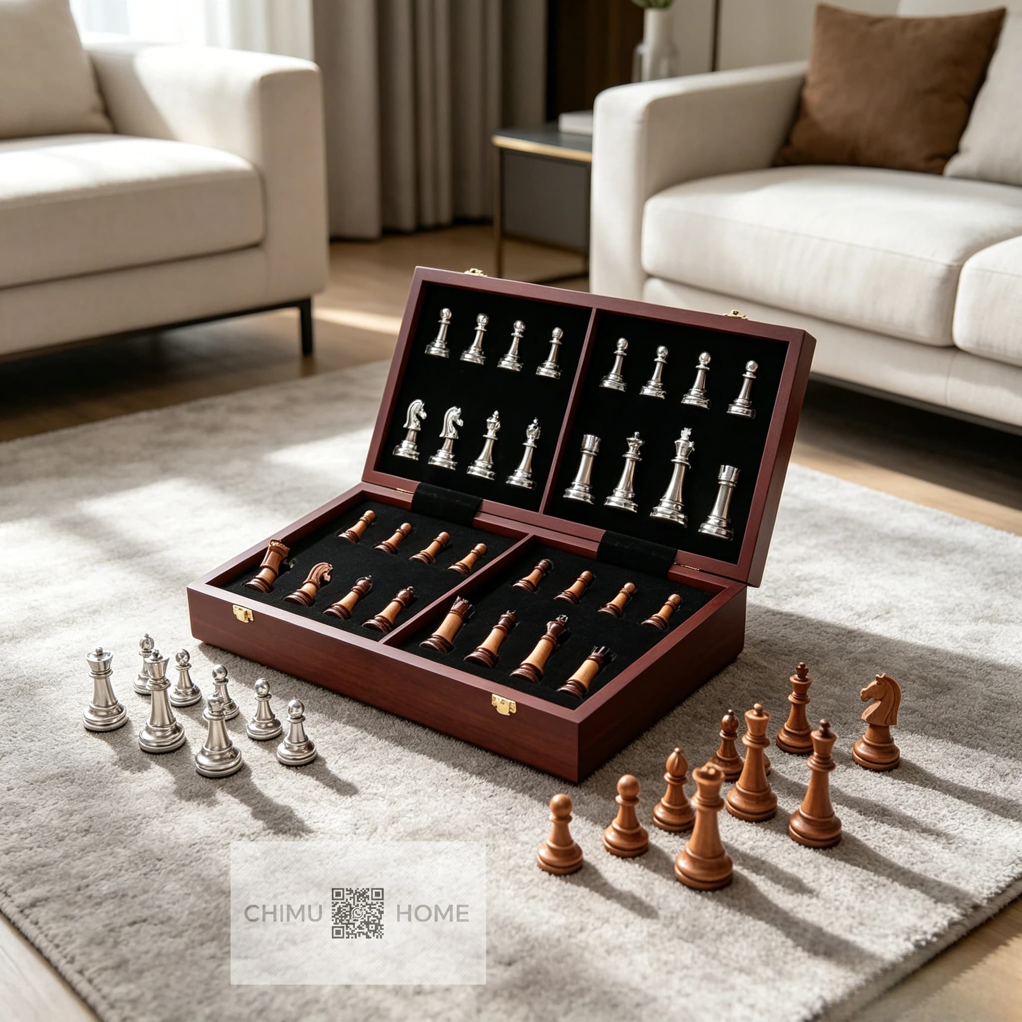 【CHIMU HOME】Modern Acrylic Chess Set with Lucite Pieces Neon Style Game Board for Home Decor - Premium Gift for Adults