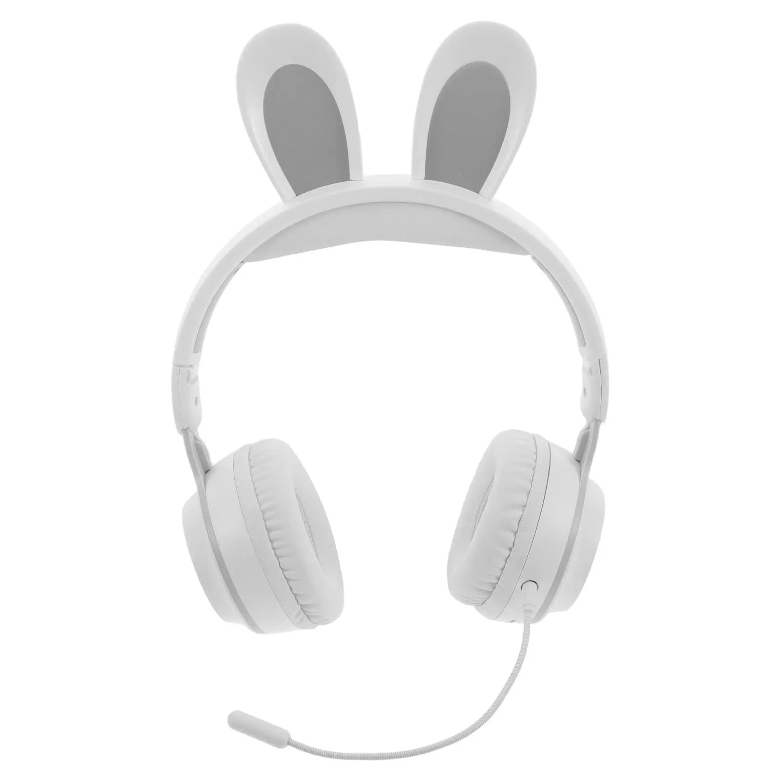 Cuffie da gioco con orecchie di coniglio luminose, LED RGB, orecchie da coniglio, suono stereo, microfono con cancellazione del rumore per PC, laptop, cellulare