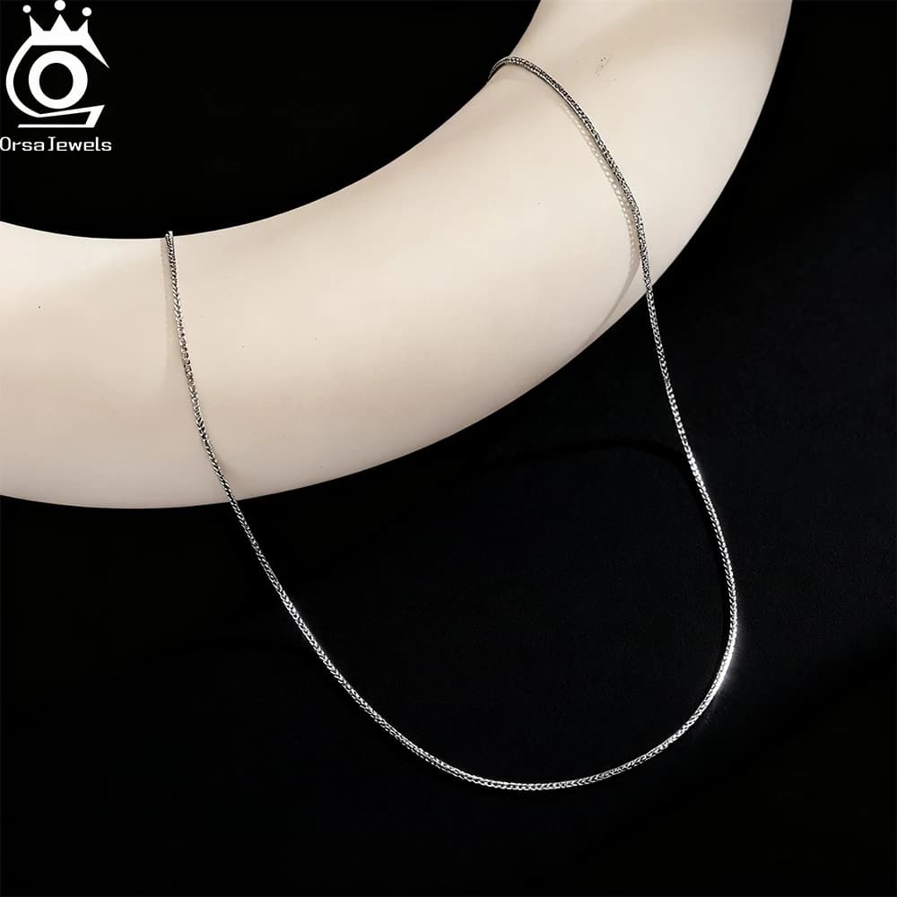 ORSA JEWELS S925 Sterling Silver Minimalist Chopin Chain Necklace Personality Short Chain Party Choker for Women Jewelry SC82