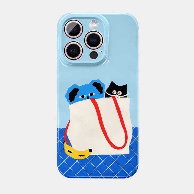 Cover per telefono in acrilico Blue Banana Cat and Dog per IPHONE 17 Air 16E 15 PROMAX 14 Plus 13 12 MINI 11PRO 16Plus XR XS MAX