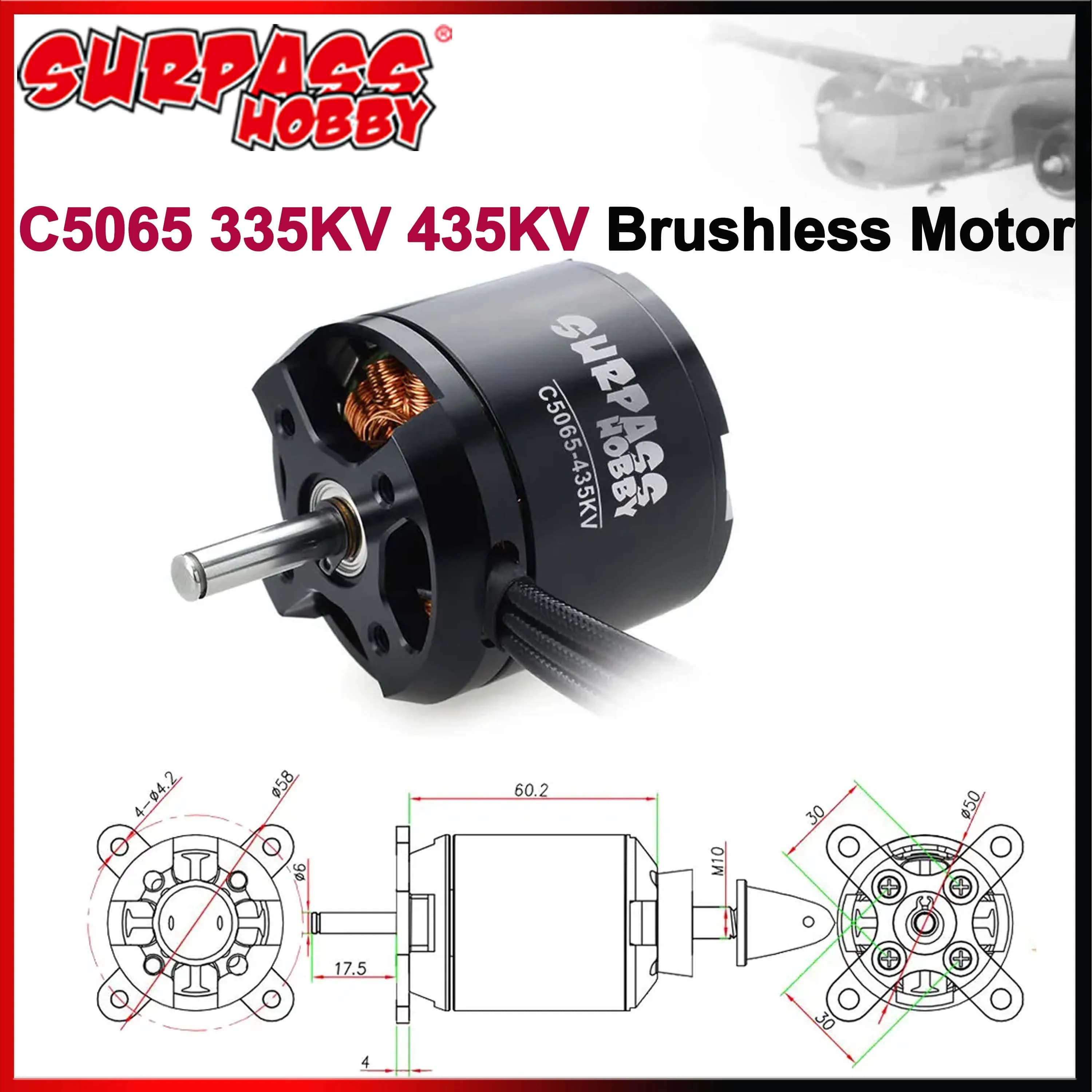 Surpass Hobby C5065 5065 335KV 435KV Motore Brushless per Aereo RC Aereo ad ala fissa Multicopter Elicottero Quadcopter FPV