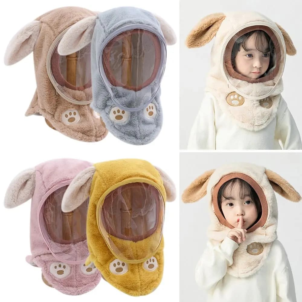 Protezione per le orecchie in cotone per bambini Cappello invernale Cappelli antivento in pelliccia Cappello da neve Berretto caldo spesso