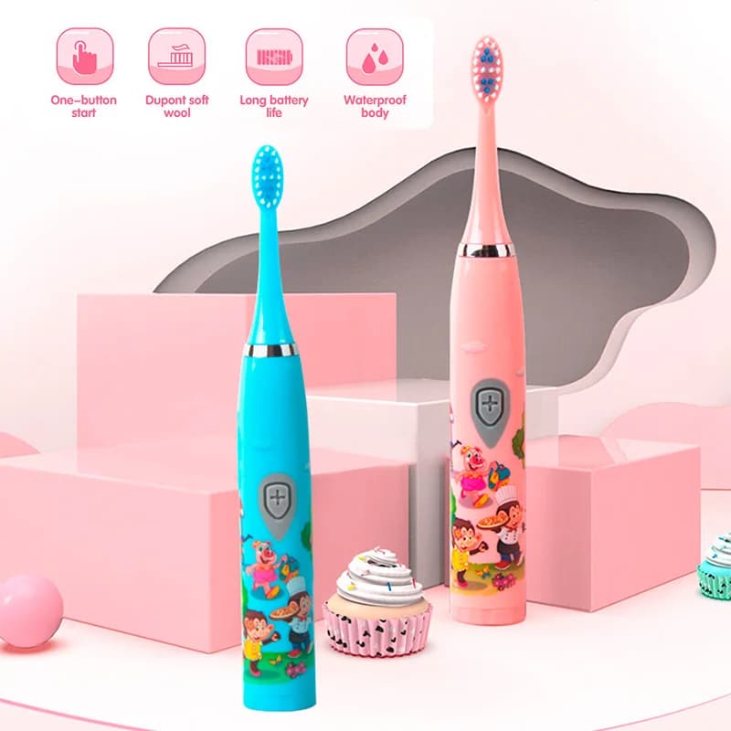 Bambini Sonic spazzolino elettrico colorato cartone animato per bambini USB ricaricabile morbido automatico impermeabile con testina di ricambio