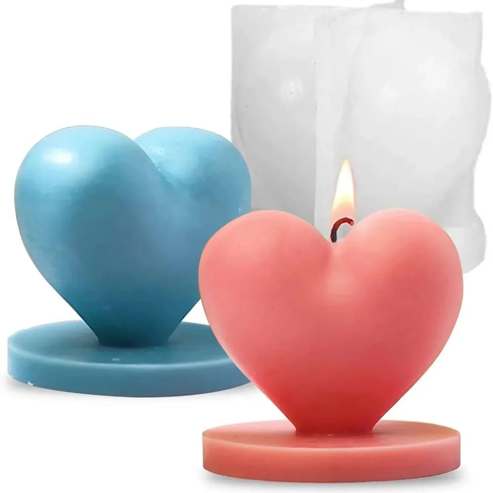 2026-Silicone Mold for DIY Heart-shaped Scented Candles Base Suitable for Valentine's Day Car Diffuser Gypsum Epoxy Resin Mold