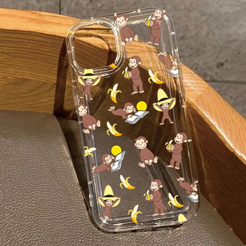 Transparent phone case monkey model banana cartoon for iPhone 17 15 14 13 12 11 Pro Max XS X XR 7 8 Plus 16E 17 Air Cover