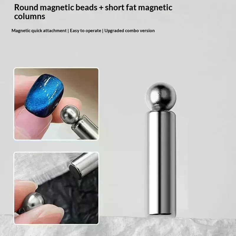 Set 2-in-1 per Nail Art: Penna Magnetica con Sfera in Acciaio, Asta per Pittura 3D, Magnete Potente per Effetto Occhio di Gatto, Strumenti per Manicure Fai-da-Te