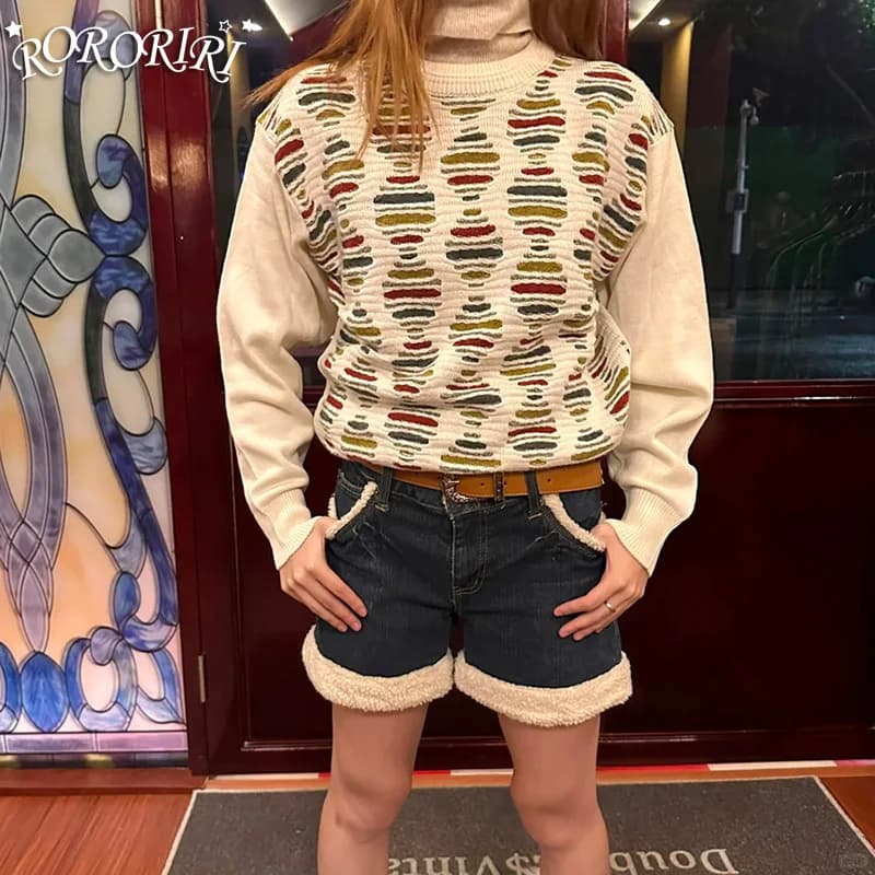 RORORIRI Jeans with soft joints American Y2k White Hair Retro Studded Shorts Trendy Old Hot Girl Jeans High Life Gyaru Wear