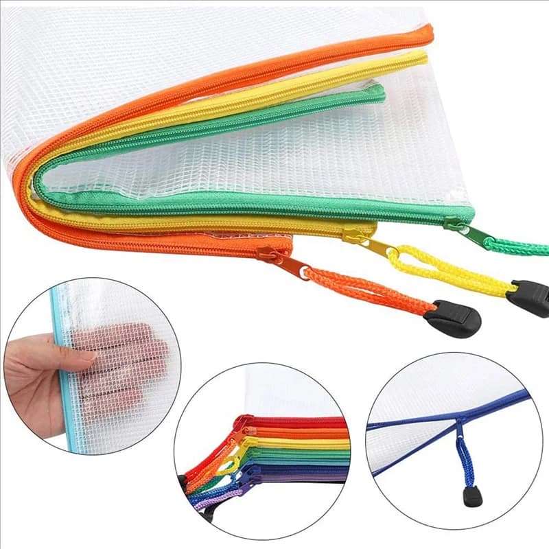 Borsa per documenti con cerniera in rete da 96 pezzi, cartelle di file con cerniera in plastica, formato lettera/formato A4, per forniture per ufficio