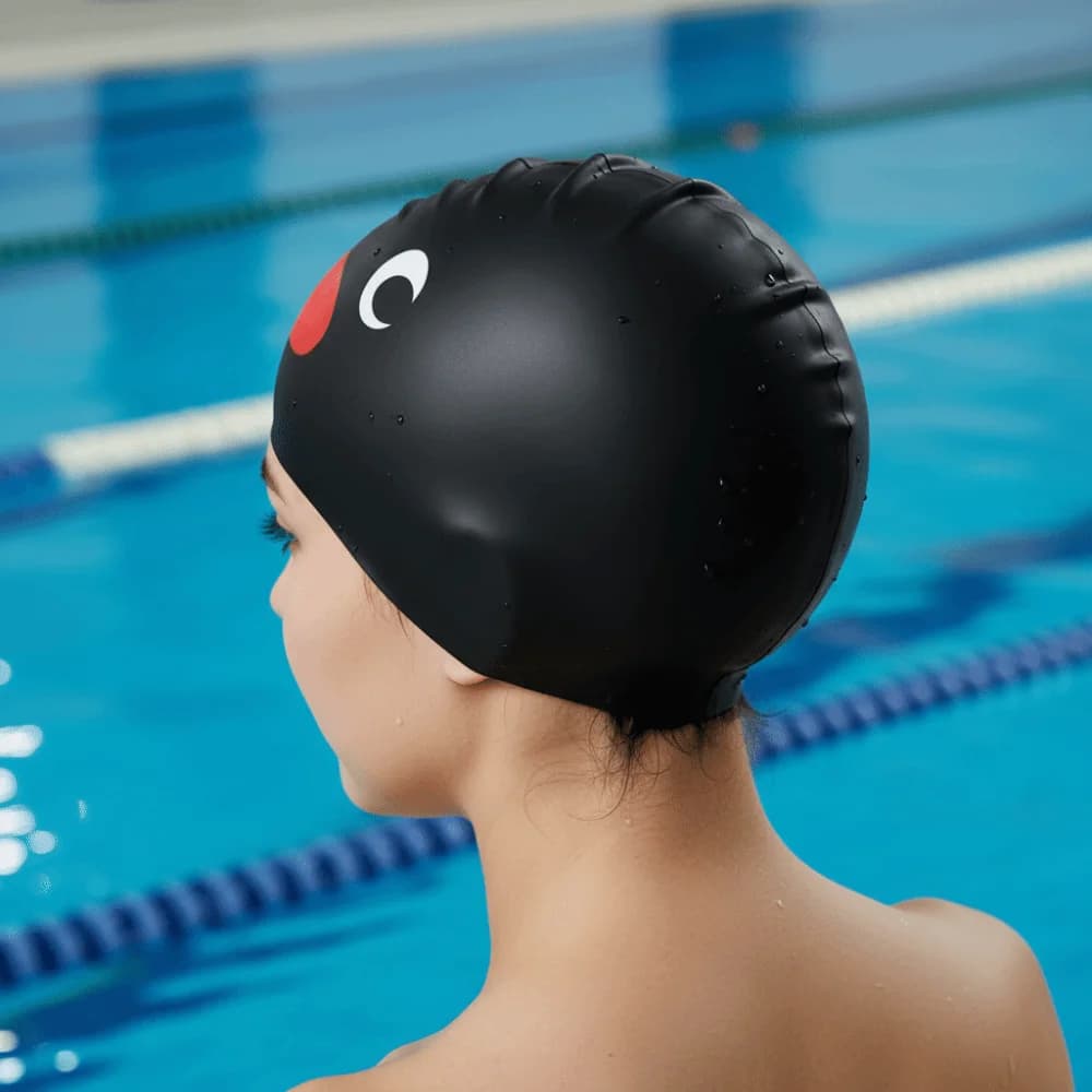 Elastic Penguin Swimming Cap Enlarged Comfortable Swimming Cap Waterproof Ear Protection Silicone Swimming Cap Men Swim