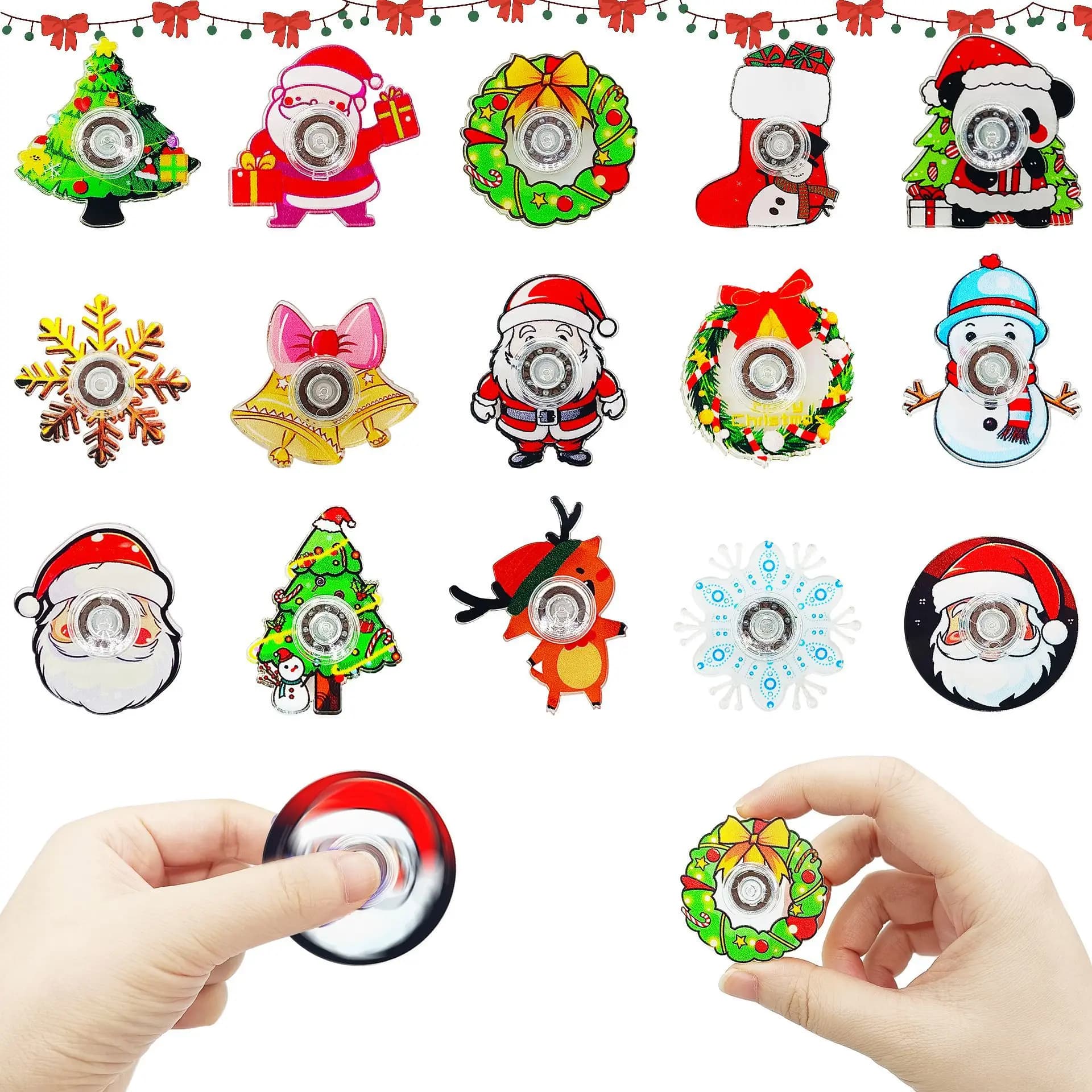 Di Natale 10PCS Fingertip Gyro Giocattolo Babbo Natale Albero Di Natale Creativo Fidget Spinner Giocattoli Alleviare Lo Stress Bomboniere Regalo Di Natale