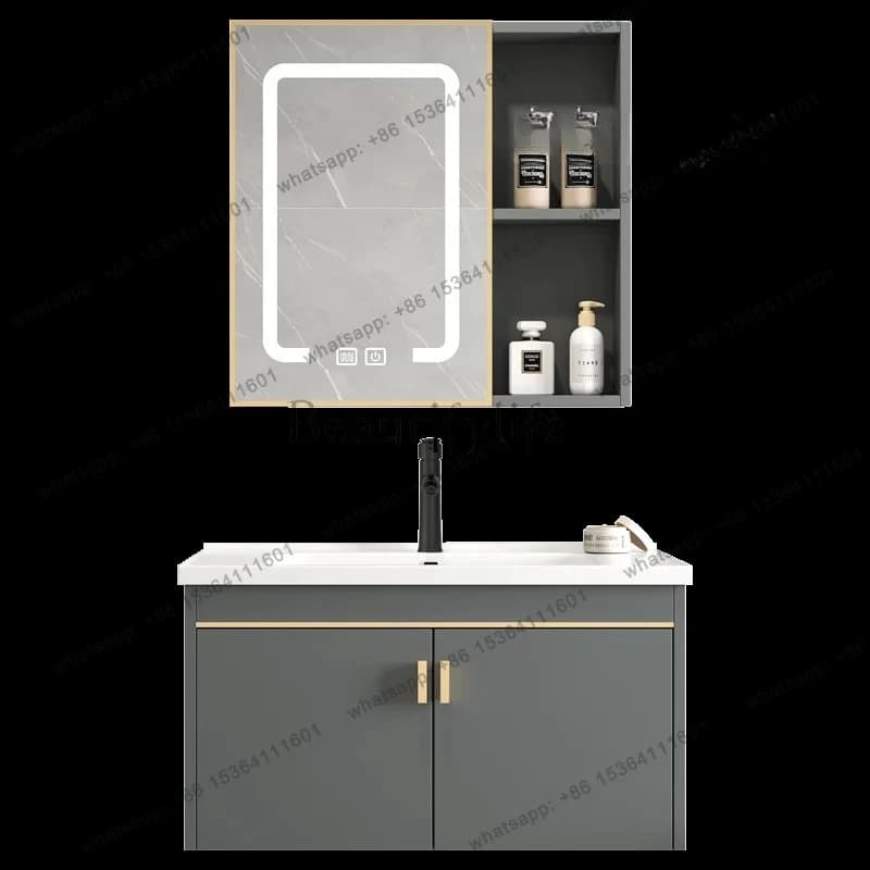 Mobili da bagno lavabo Armadi da bagno vintage leggeri Vanity Storage Armadi da bagno Specchi per trucco Mobiletto
