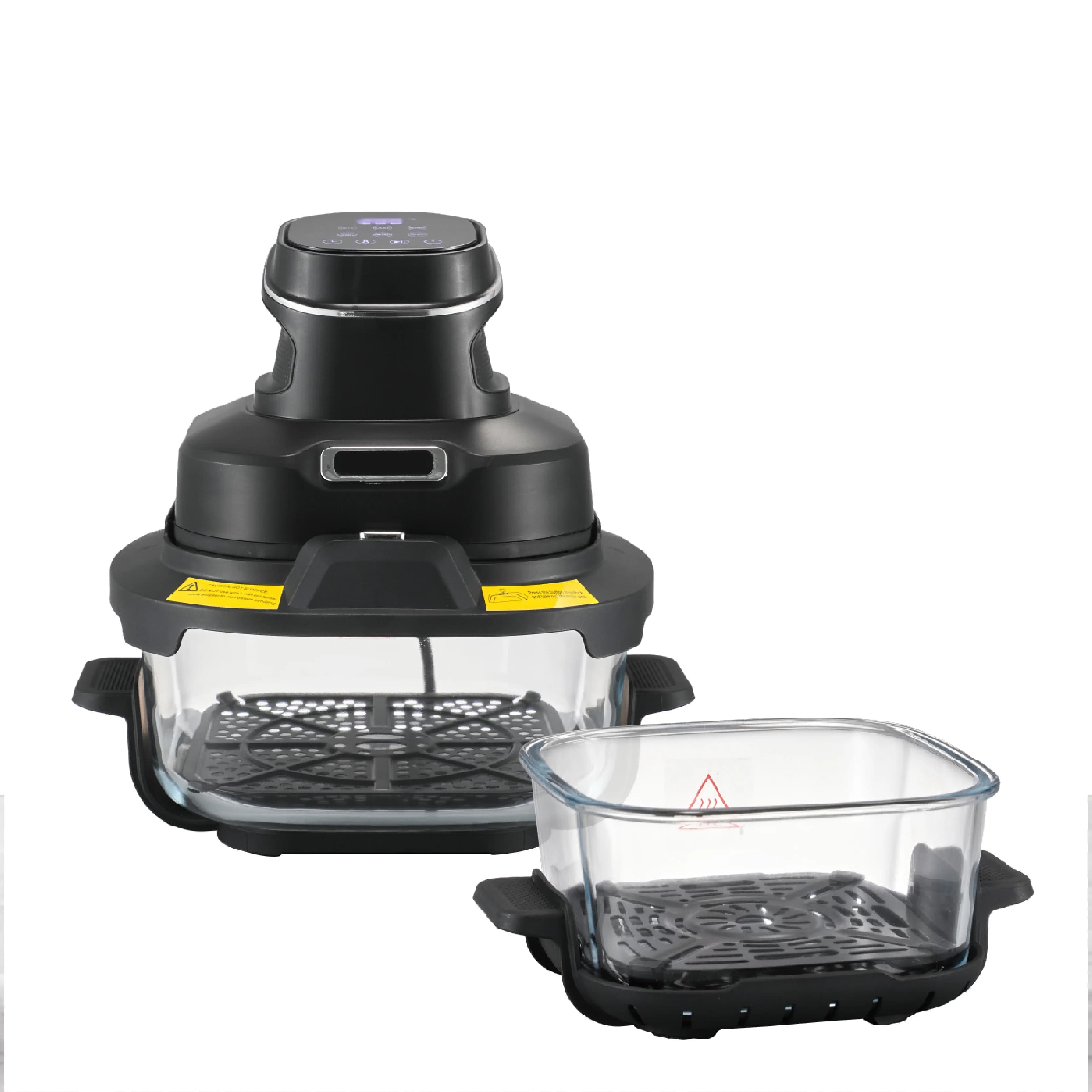 Crispy Glass Air Fryer Intelligent Temperature Controlled Air Fryer Modern Square Design and Double Glass Container