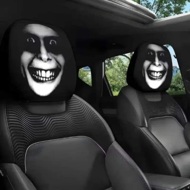 2 pieces Halloween Decoration Black Skull Car Print Elastic Elastic Cup Fun Universal Copricapo Federa for Car Seat