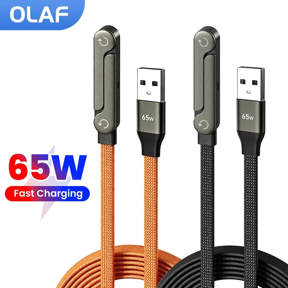 65W Fast Charging Cable With Foldable Bracket Quick Charge 2-in-1 Elbow USB A To Type C Adapter Phone Stand For Laptop Tablet