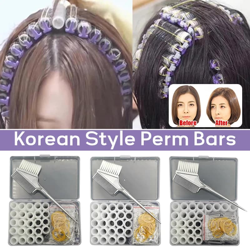 24Pcs Hair Root Perm Rods Bars Curlers With Clips & Rubber Bands Salon Nylon Hook & Loop Hair Rollers Set Hair Styling Tools