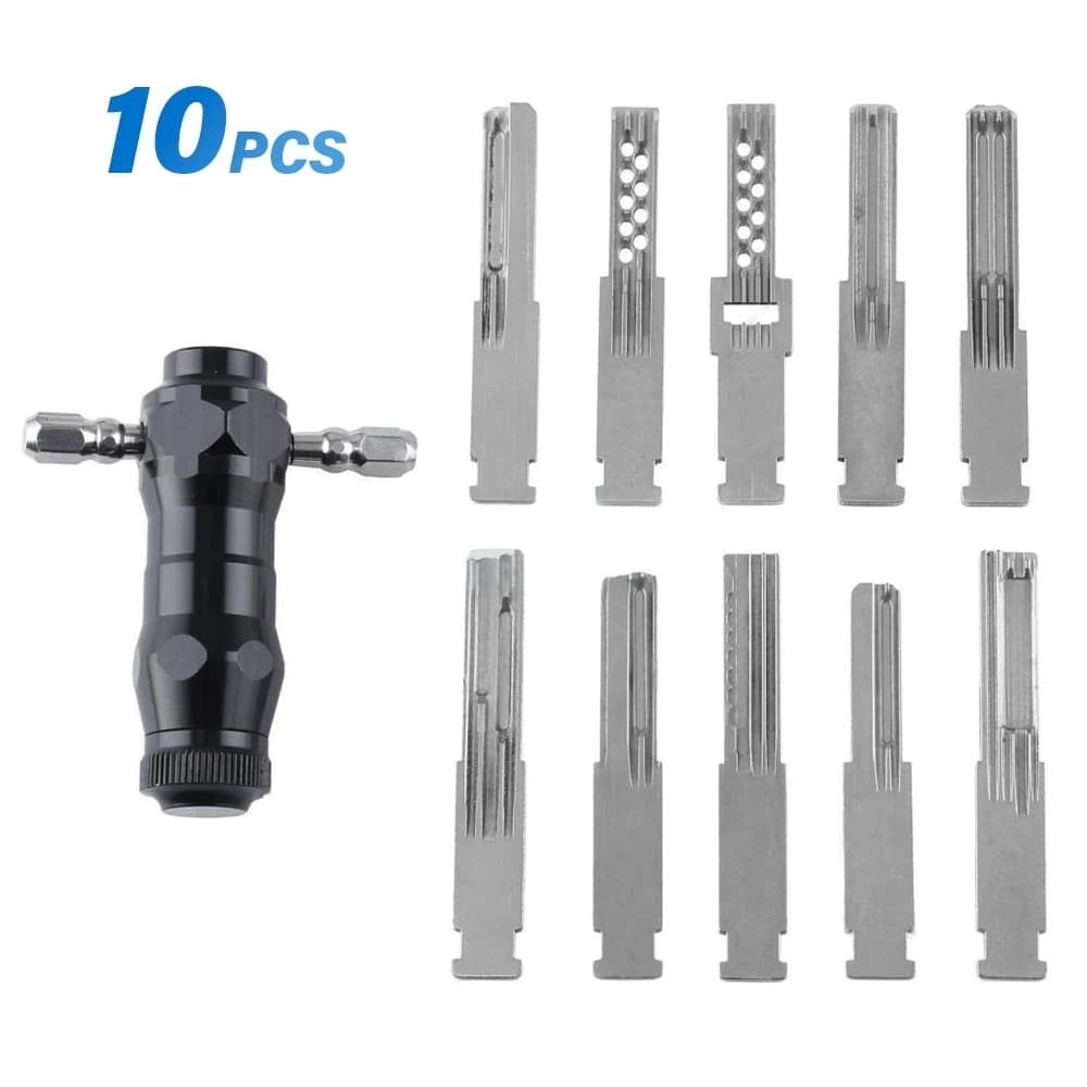 Set Multifunzionale di 10 Grimaldelli con Impugnatura a T, Strumento Portatile per Aprire Serrature di Armadi e Porte, Decodificatore per Serrature