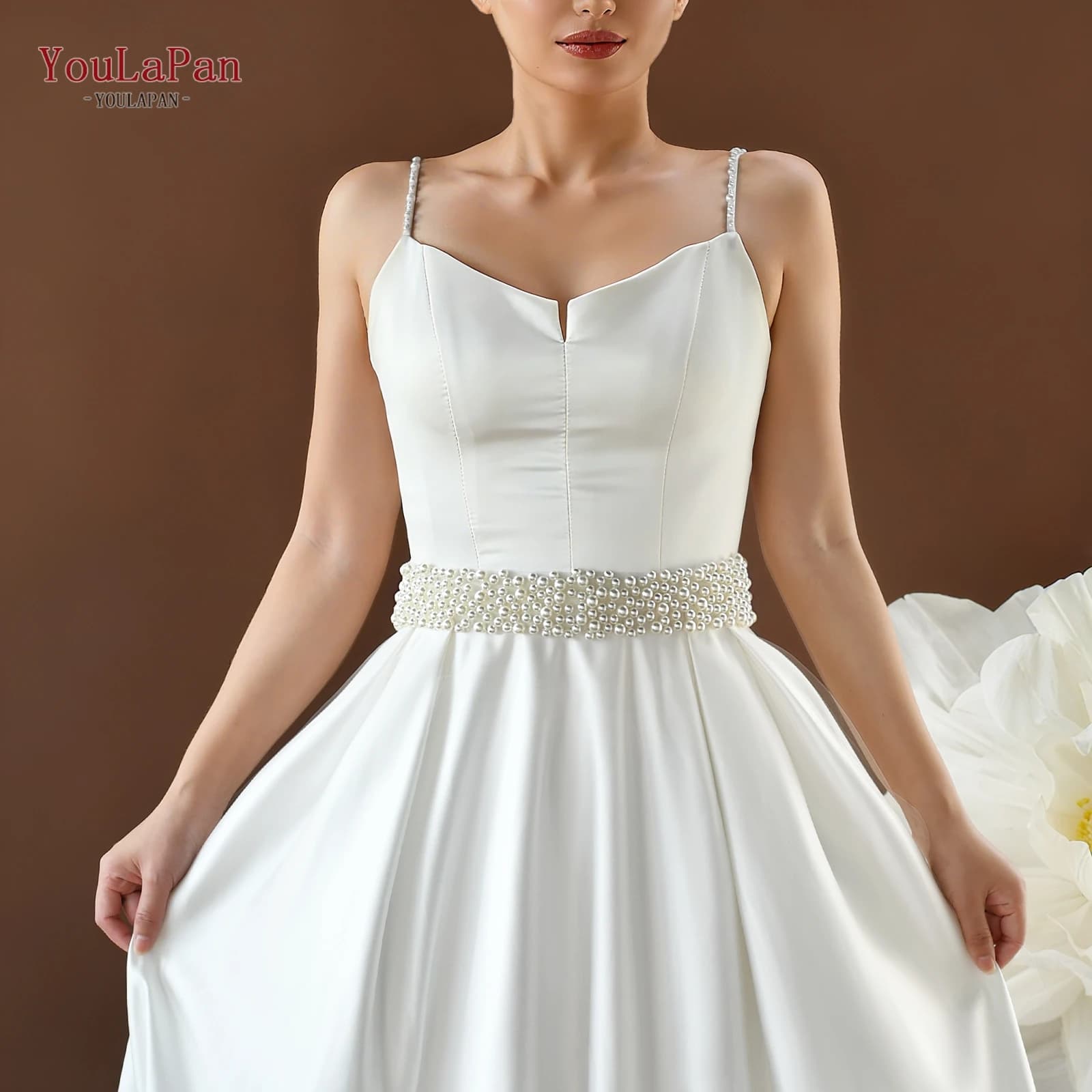 YouLaPan Cintura da sposa Abito da sposa con perline di perle Cintura da sposa impreziosita da cintura per abito da sera da sposa Accessorio M122