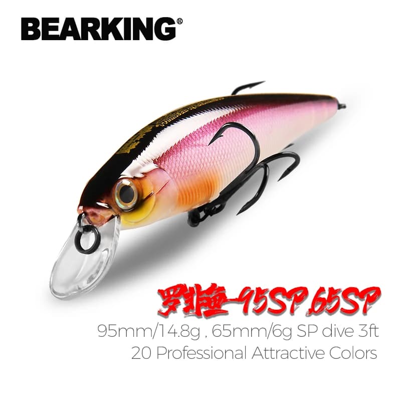 BEARKING Squad Minnow 95mm 14.8g 65mm 6g Tungsten weight system SP fishing baits assorted colors handle wobbler handle bait