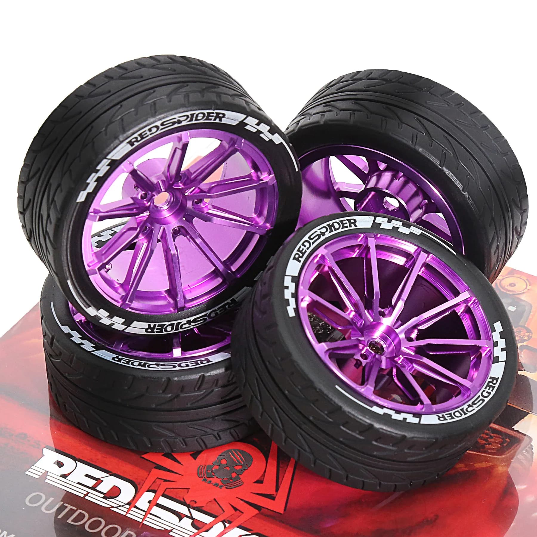 4 pezzi pneumatici in gomma e cerchi in plastica mozzo esagonale da 12 mm compatibile per HSP Tamiya HPI Kyosho Redcat ExceedRC 1/10 On-Road Touring Ca