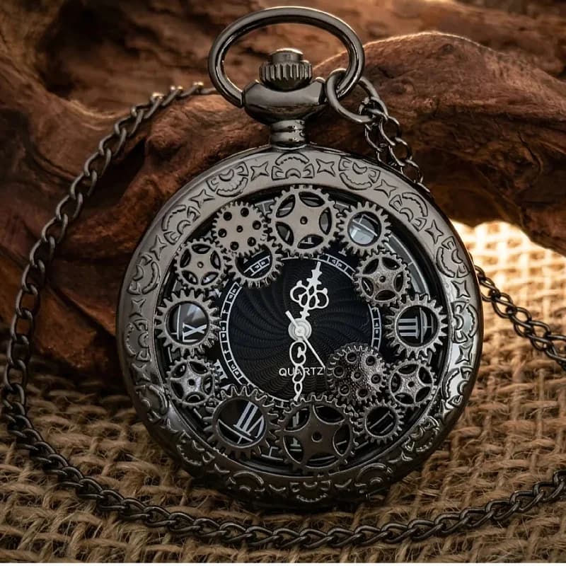 2026 New Steampunk Copper Vintage Hollow Gear Hollow Quartz Pocket Watch Necklace Pendant Clock Chain Men Women with Chain Gifts