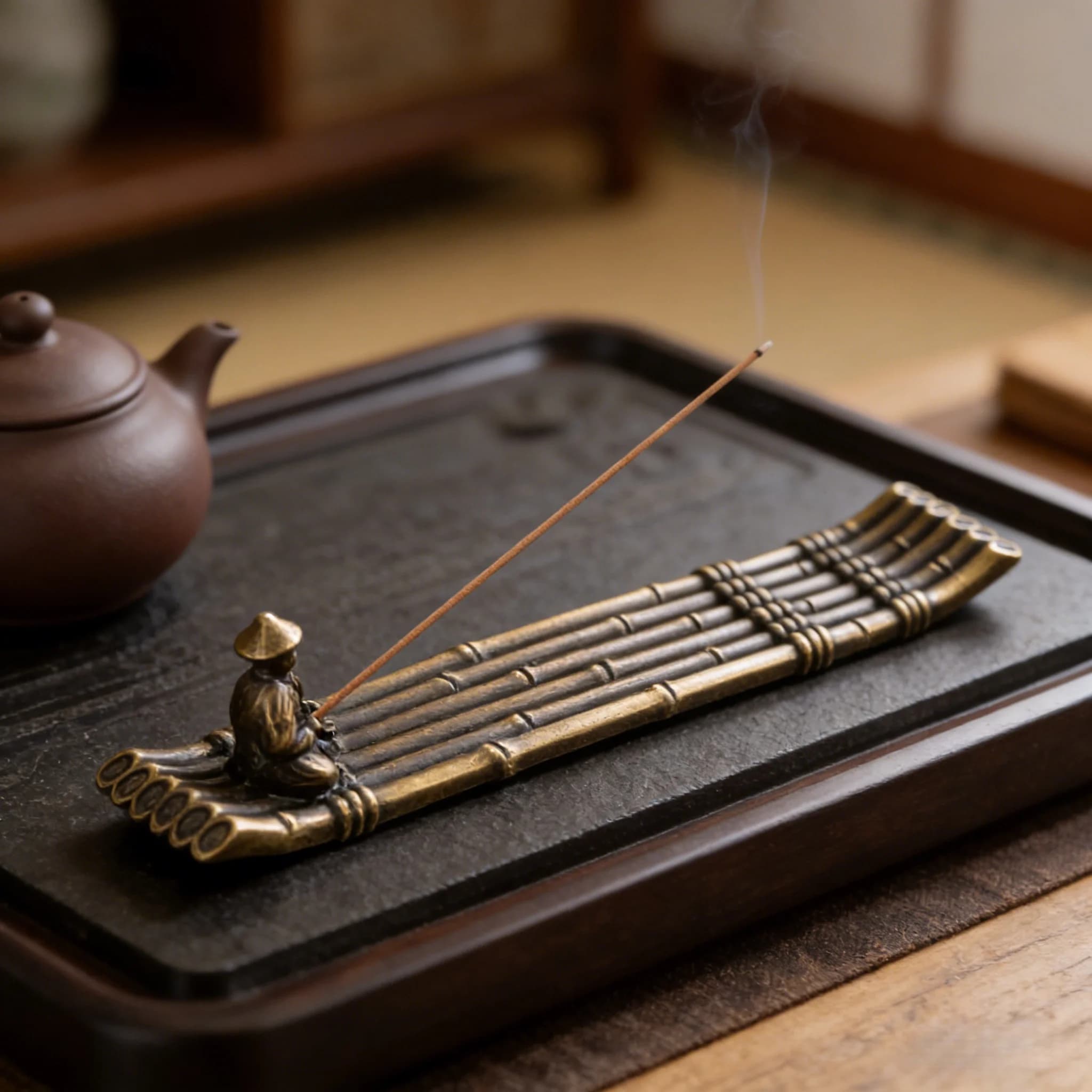 Creative Incense Holder Incense Holder Boat Old Men Fishing Japanese Style Incense Stick Burner Aromatherapy Ornament Home Decor