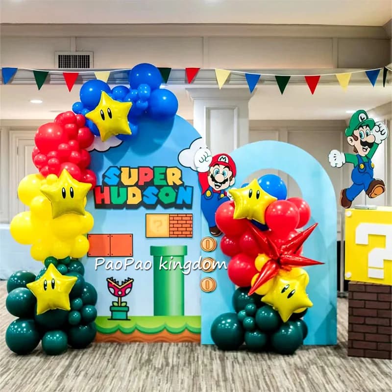 Kit Arco di Palloncini in Foil a Tema Super Mario con Numeri da 0 a 9, Palloncini in Lattice, Decorazioni per Feste di Compleanno e Baby Shower