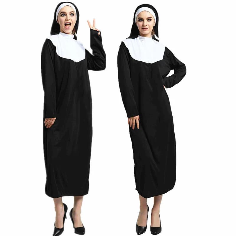 Halloween Costume Women's Sister Costume Traditional Adult Sister Dress Black Religious Costumes Cosplay Halloween Costumes for Women