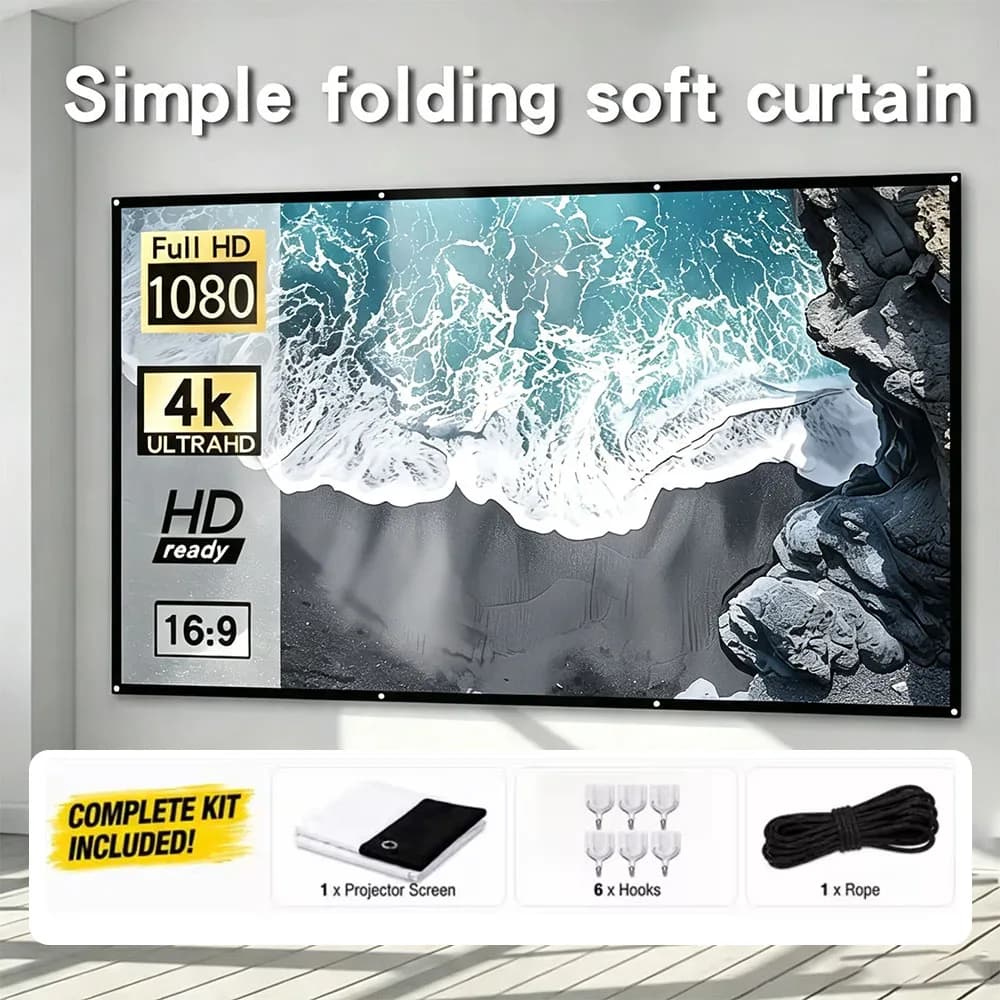 100 120 150 Inch Projector Screen 4K HD Anti-Crease Wall Mounted Projection Screen For Home Theater Outdoor Cinema