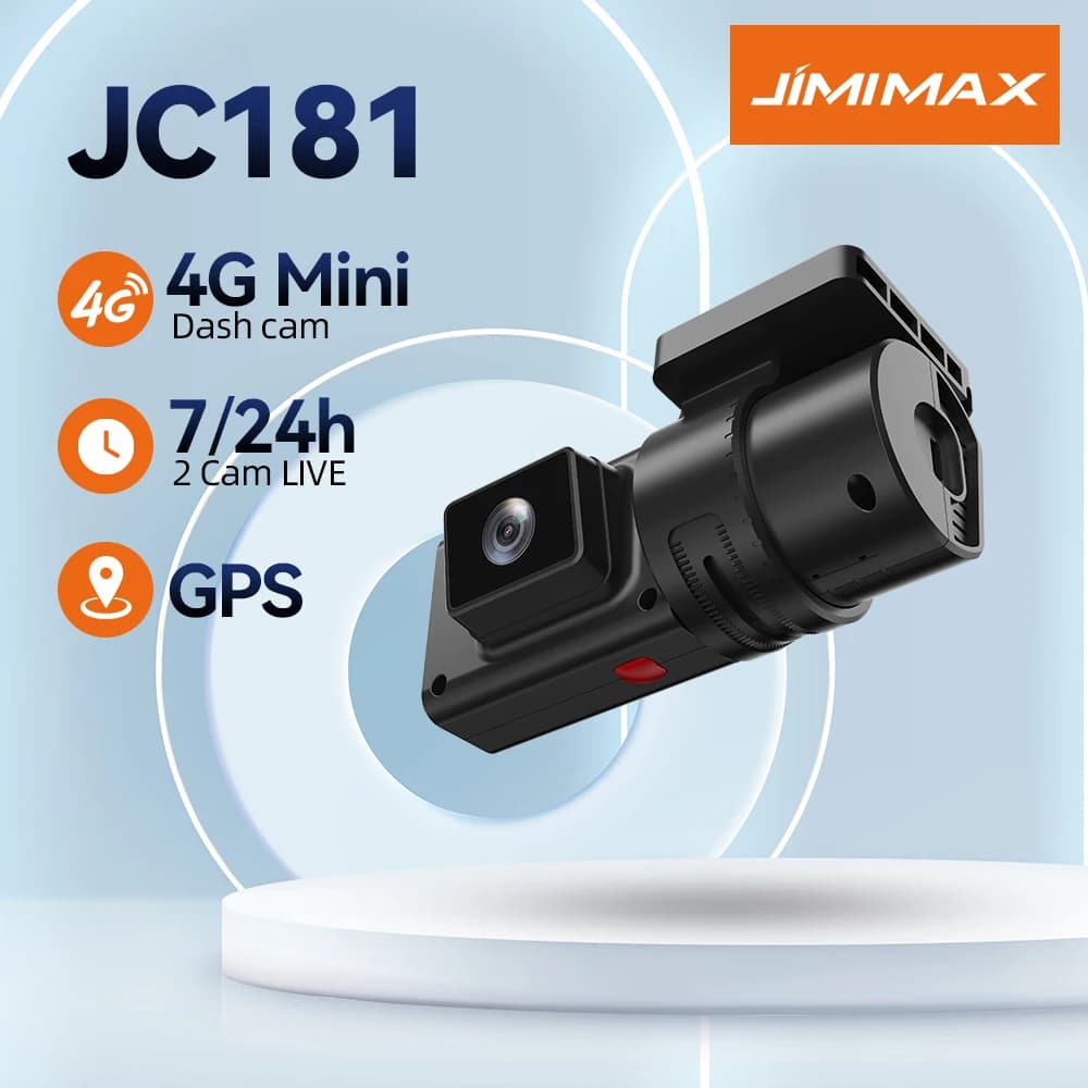 JIMIMAX JC181 Mini 4G Dual DashCam Wifi 2 Live Streaming Video Front and interior camera for cars Remotely interrupting APP GPS Cloud Registration