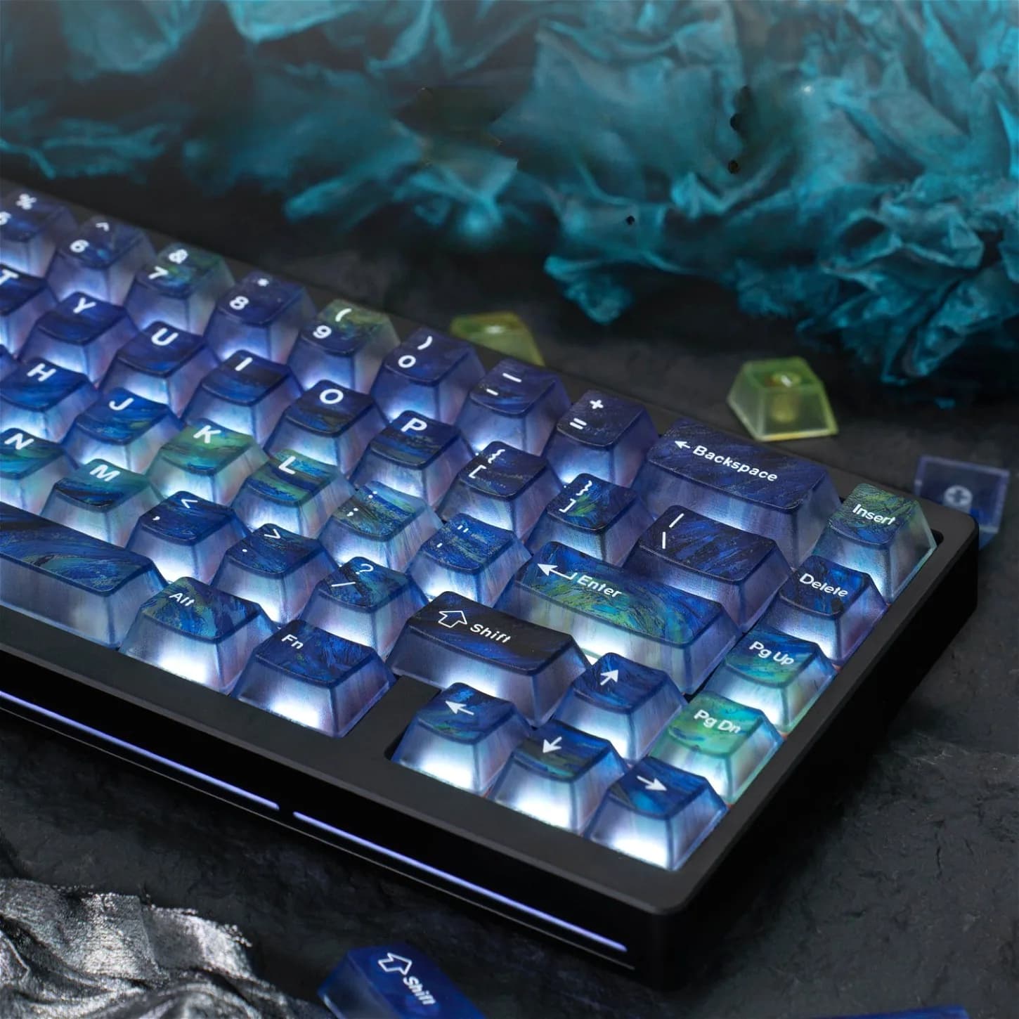 Keycaps Galaxy Starry Sky Profilo Cherry 129 Tasti Retroilluminati per Tastiera Meccanica con Switch Magnetici 61 68 75 84 104 108