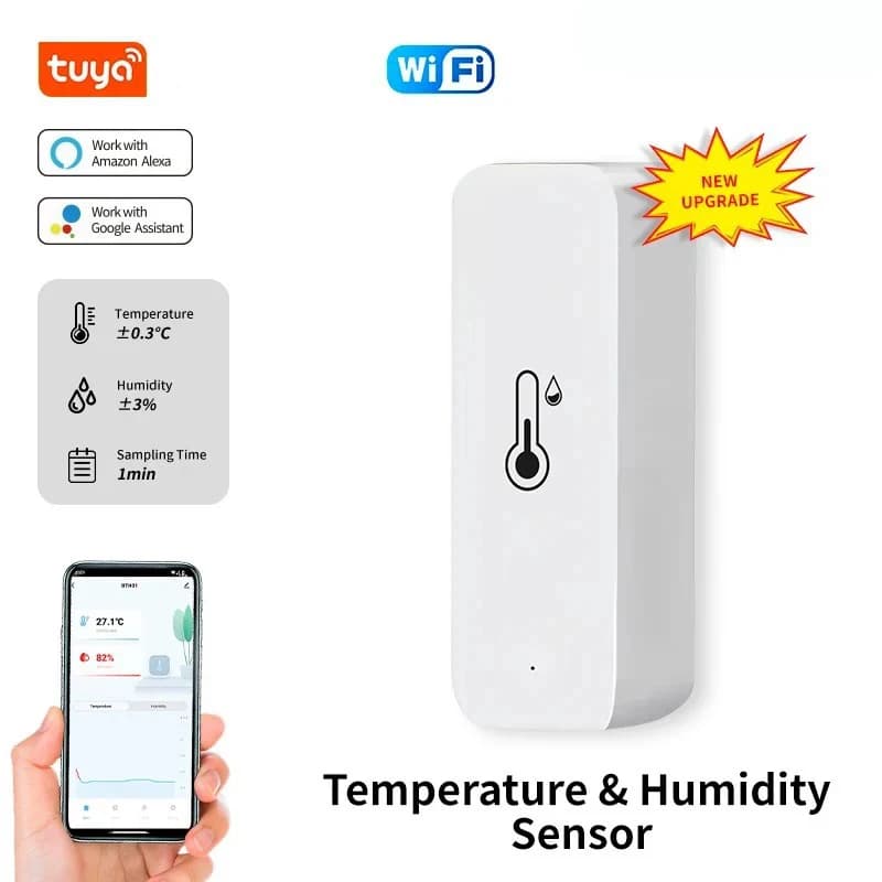 Tuya WiFi Temperature and Humidity Smart Home Thermometer Hygrometer APP Remote Alarm Work with Alexa Google Home