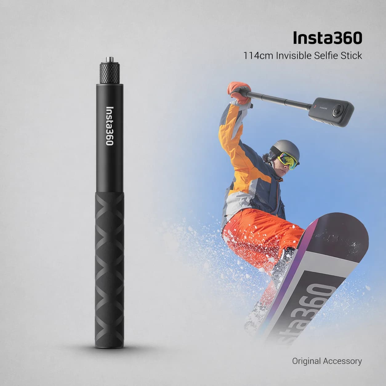 Bastone Selfie Invisibile Originale Insta360 114cm, Asta Leggera per Scatti Quotidiani, Compatibile con X5 X4 Air GO Ultra Ace Pro 2