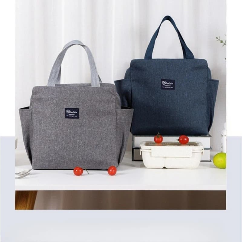 Borsa Bento portatile a doppia tasca isolata Borsa per il pranzo con scatola per il pranzo addensata in foglio di alluminio con borsa per il pranzo Borsa termica per il pranzo